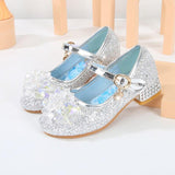 Girls Flowers Casual Glitter High-heeled Bow Shoes