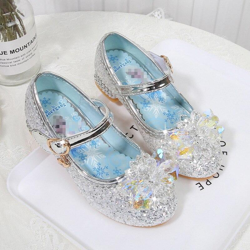 Girls Flowers Casual Glitter High-heeled Bow Shoes