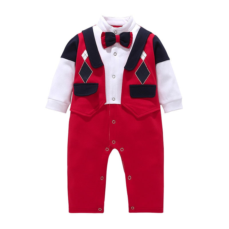 Newborn Infant Baby Boys Christmas Formal Romper