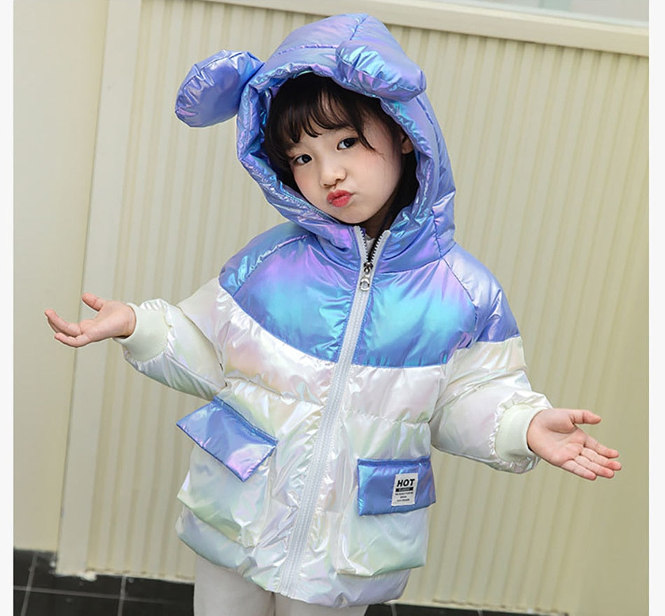 Winter Lightweight Down Jacket Boys Girls White  Bright Warm Coats