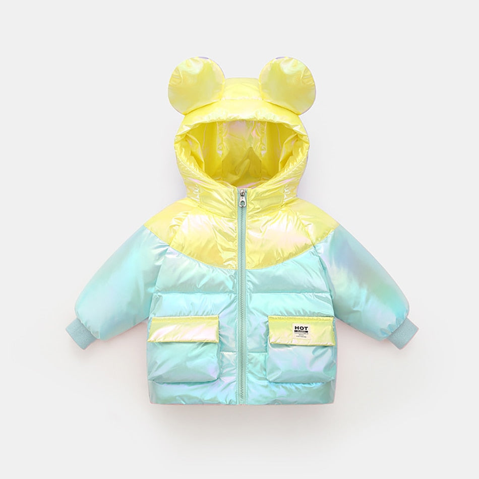 Winter Lightweight Down Jacket Boys Girls White  Bright Warm Coats