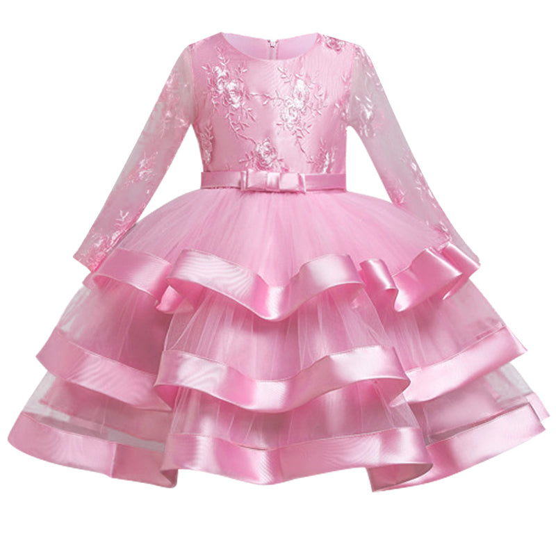 Kid Girl Princess Christmas Long-sleeved Elegant Bow Party Dresses
