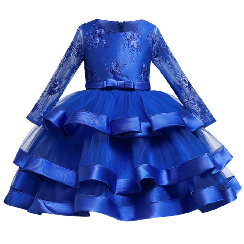 Kid Girl Princess Christmas Long-sleeved Elegant Bow Party Dresses