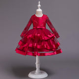 Kid Girl Princess Christmas Long-sleeved Elegant Bow Party Dresses