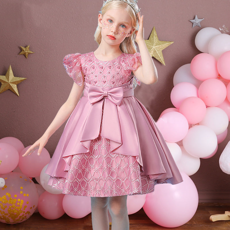 Kid Girls Birthday Party Lace Wedding Elegant Princess Formal Dress