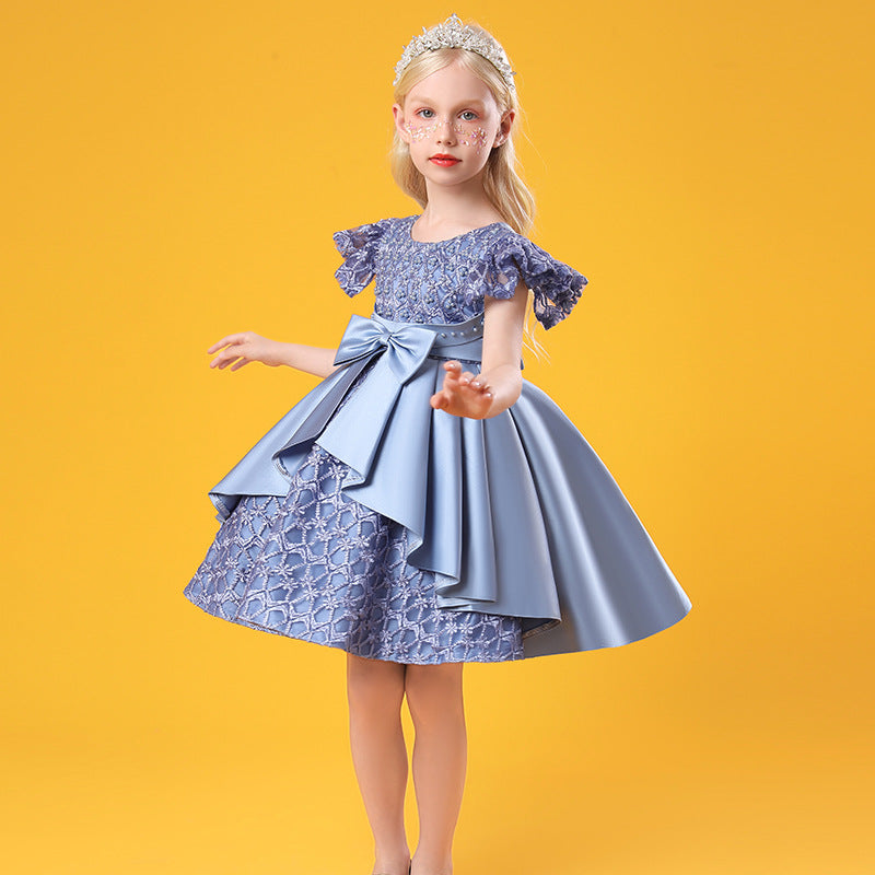 Kid Girls Birthday Party Lace Wedding Elegant Princess Formal Dress