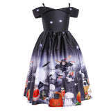 2-12T Kid Baby Girl Pumpkin Lantern Print Halloween Dress