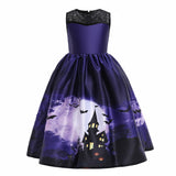 2-12T Kid Baby Girl Pumpkin Lantern Print Halloween Dress