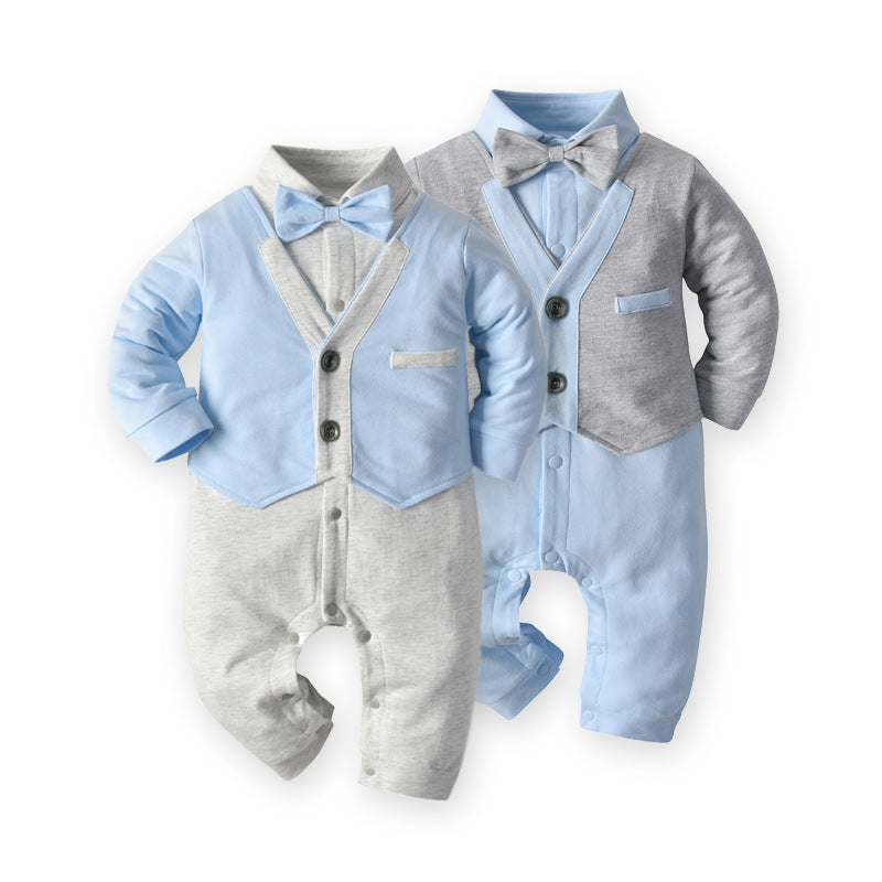 Baby Boy Jumpsuit Gentleman Bow Tie Crawl Suit Rompers