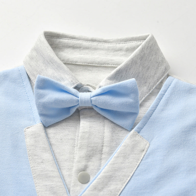 Baby Boy Jumpsuit Gentleman Bow Tie Crawl Suit Rompers