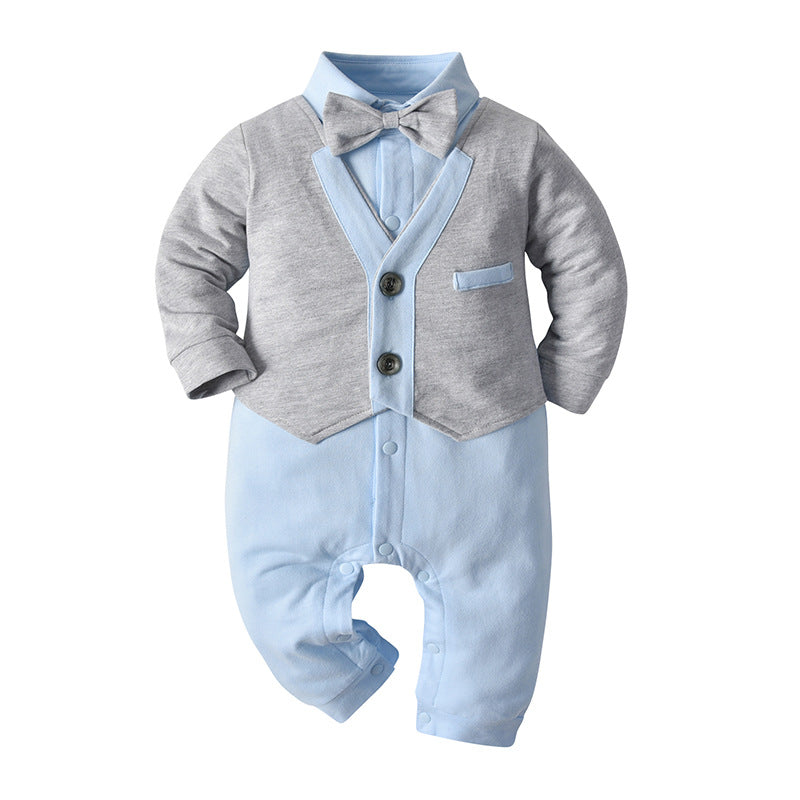 Baby Boy Jumpsuit Gentleman Bow Tie Crawl Suit Rompers