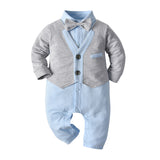Baby Boy Jumpsuit Gentleman Bow Tie Crawl Suit Rompers