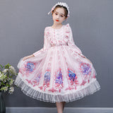 Kids Girl Long-sleeved Lolita Skirt Autumn Princess Cotton Dress