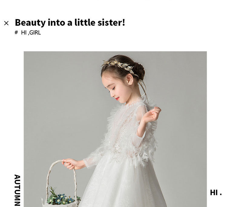 Girl Princess Dress Catwalk White Dinner Piano Dress