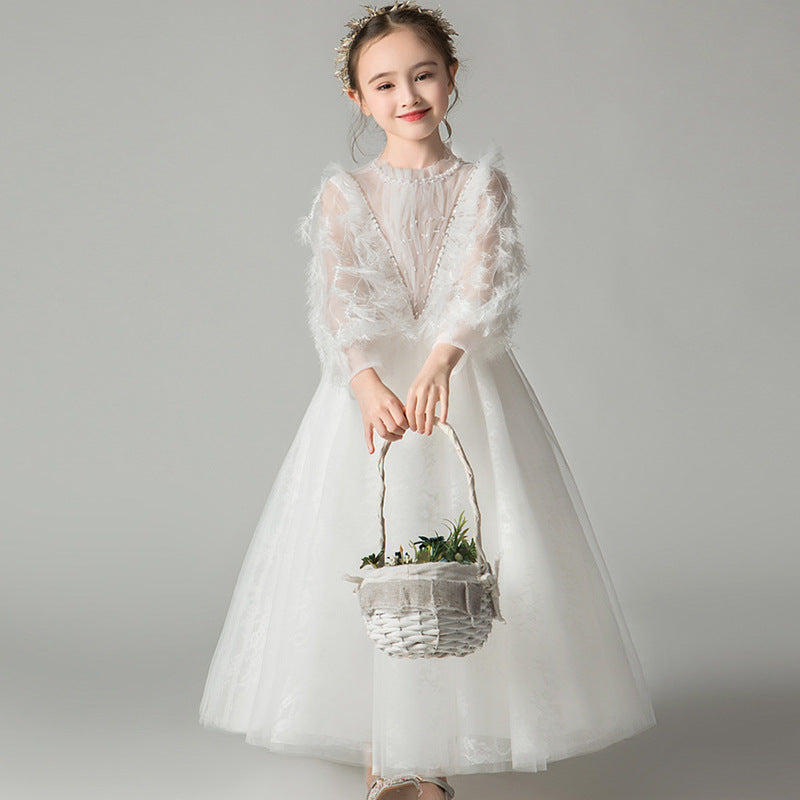 Girl Princess Dress Catwalk White Dinner Piano Dress