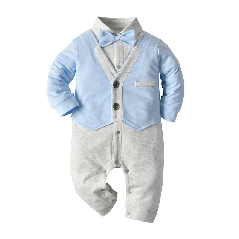 Baby Boy Jumpsuit Gentleman Bow Tie Crawl Suit Rompers