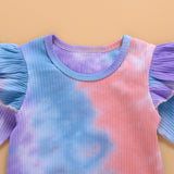 Baby Girl Briefs Suit Summer Long Sleeve Tie-dye Climbing Suit 2 Pcs Sets