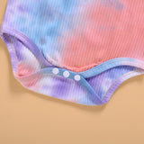 Baby Girl Briefs Suit Summer Long Sleeve Tie-dye Climbing Suit 2 Pcs Sets