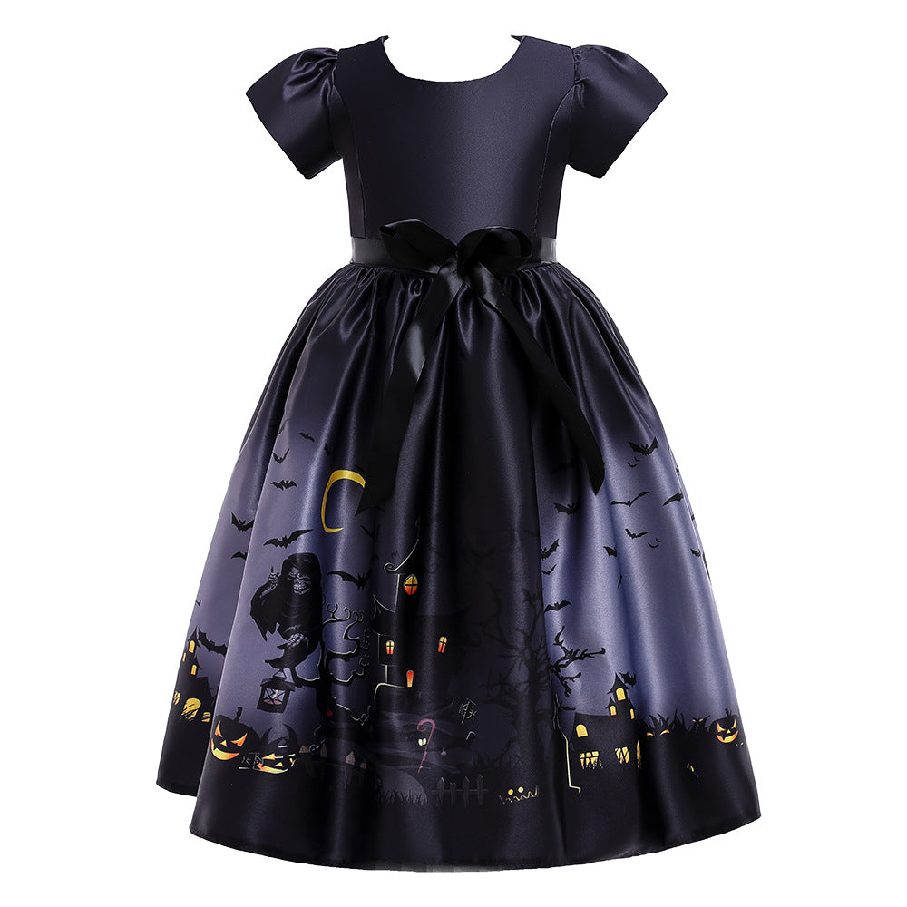 2-12T Kid Baby Girl Pumpkin Lantern Print Halloween Dress