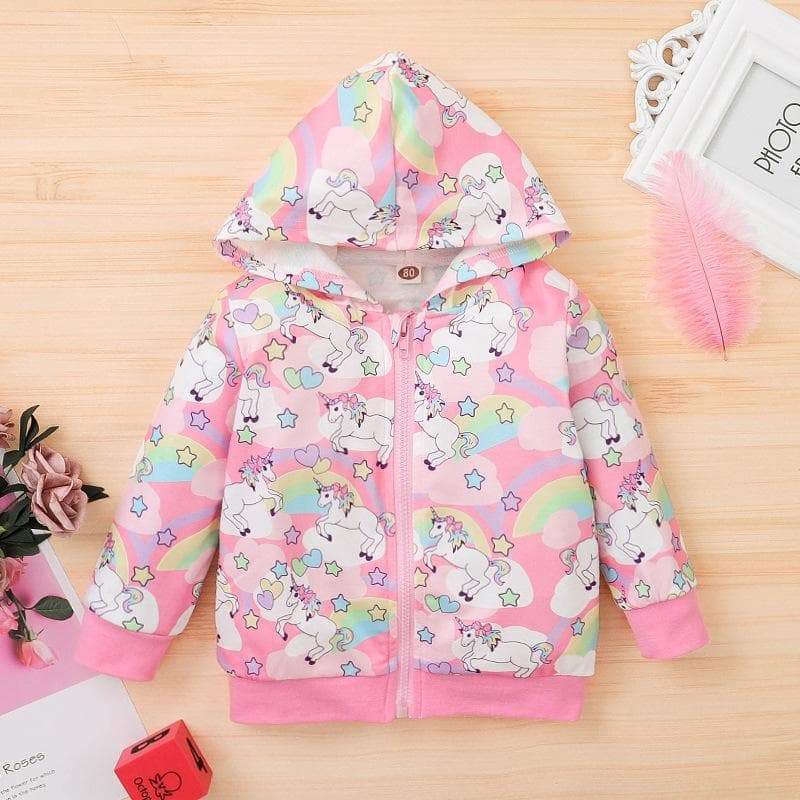 Baby Girl Unicorn Coat Hooded Cotton Jackets