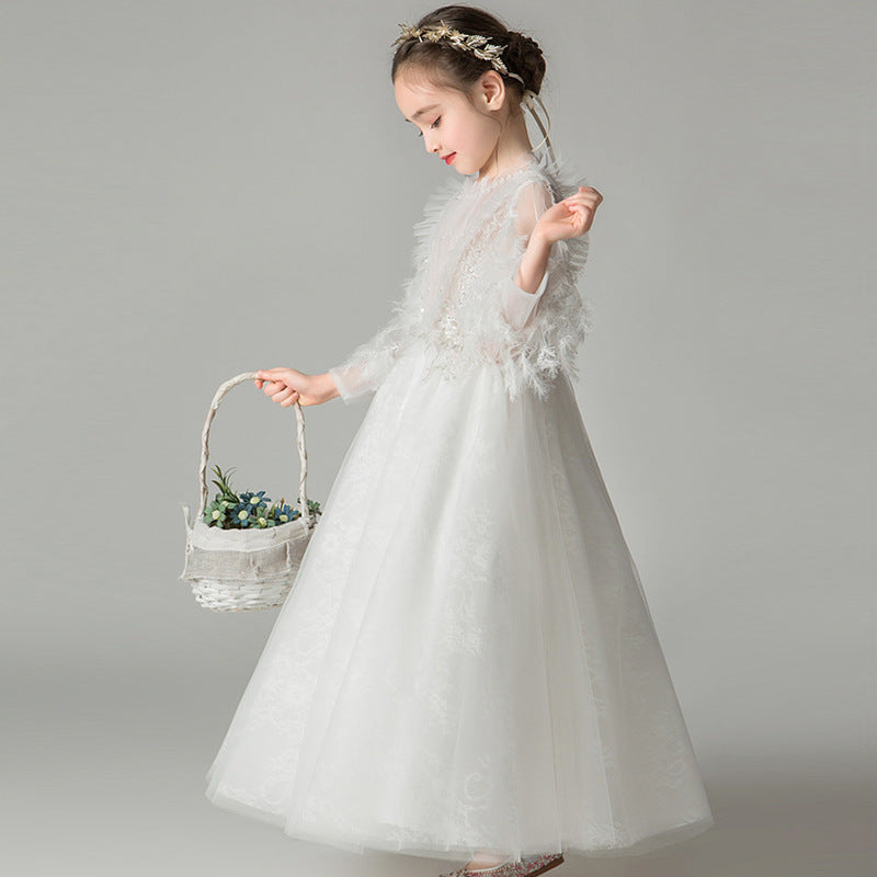 Girl Princess Dress Catwalk White Dinner Piano Dress