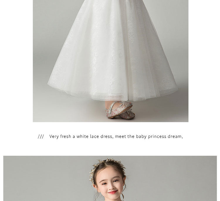 Girl Princess Dress Catwalk White Dinner Piano Dress