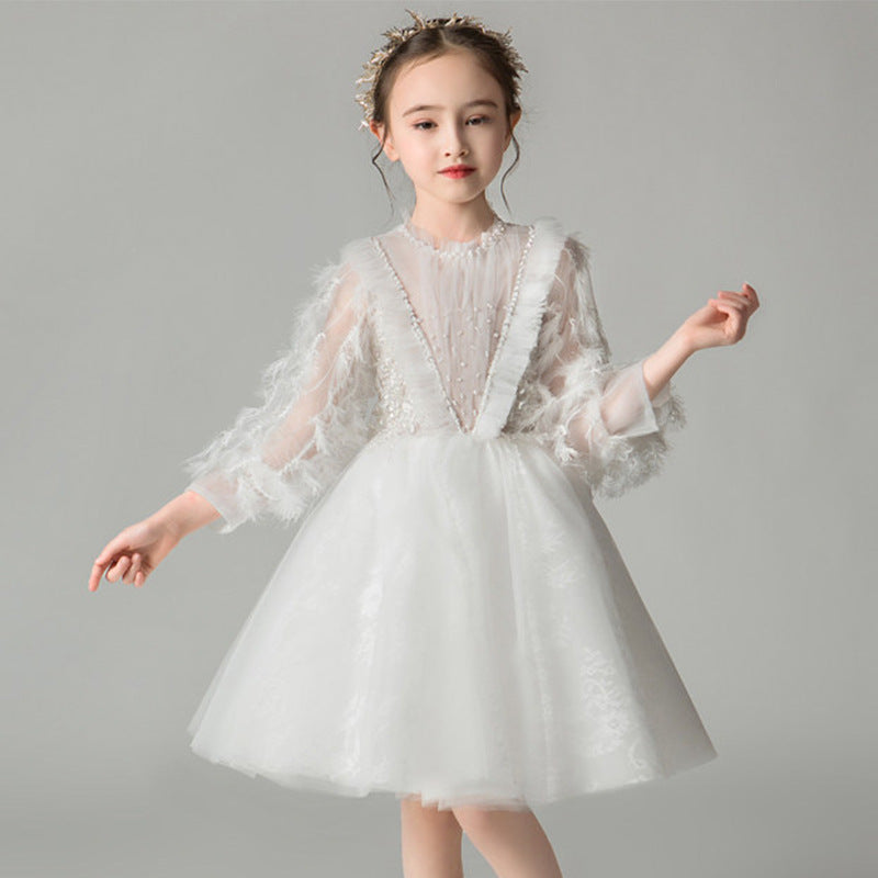 Girl Princess Dress Catwalk White Dinner Piano Dress