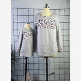 Family Matching Leopard Print Stitching Top Parent-child Shirts