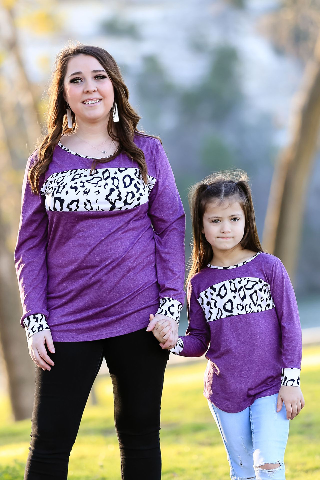 Family Matching Leopard Print Stitching Top Parent-child Shirts
