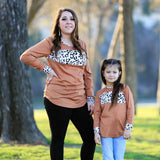 Family Matching Leopard Print Stitching Top Parent-child Shirts