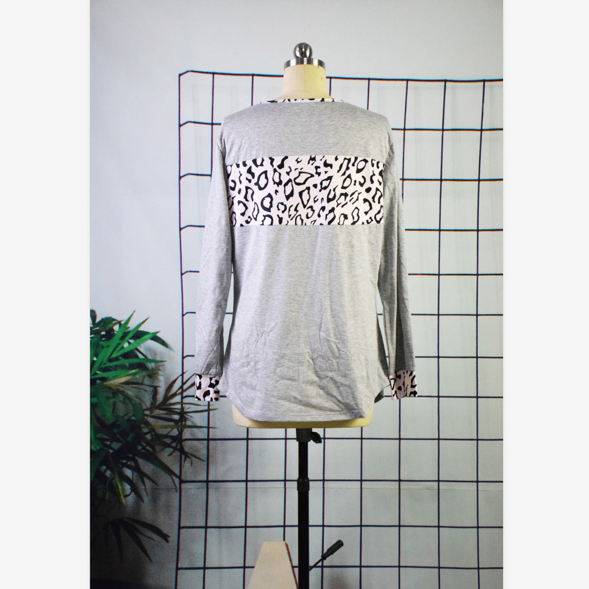 Family Matching Leopard Print Stitching Top Parent-child Shirts