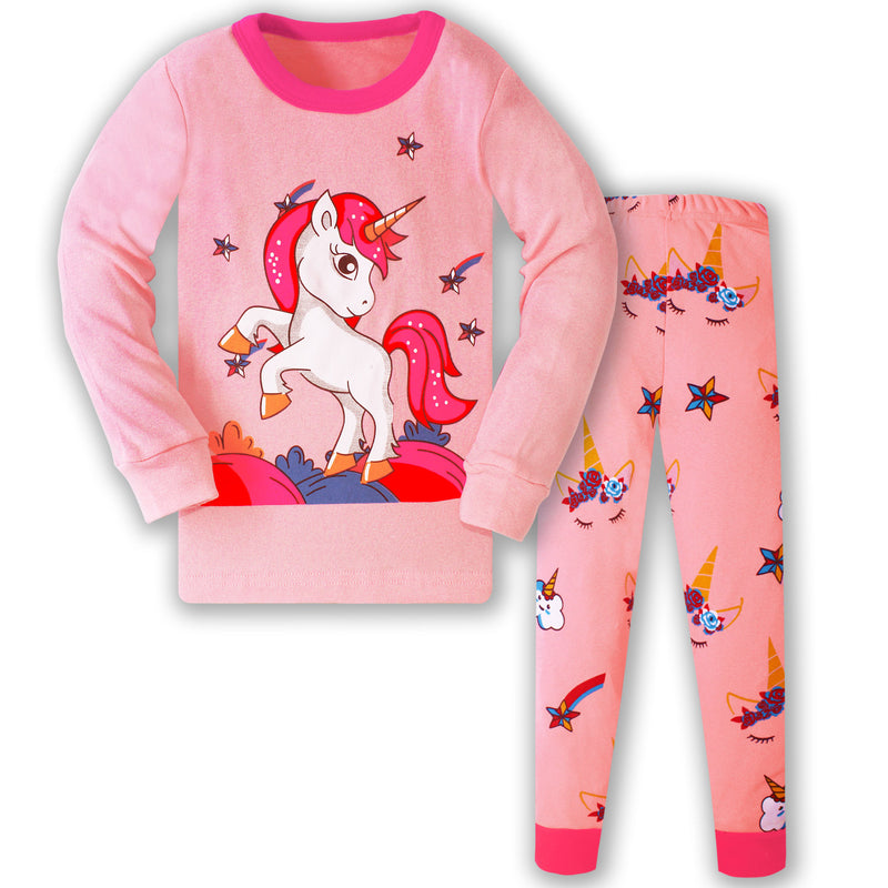 Kid Girl Pajamas Air-conditioned Long Sleeve Thread Cotton Suits