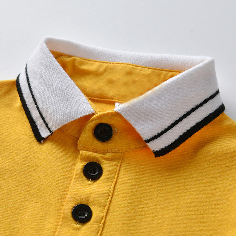 Baby Girls Short Sleeve Polo Lapel Pleated Summer Rompers