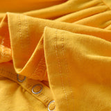 Baby Girls Short Sleeve Polo Lapel Pleated Summer Rompers