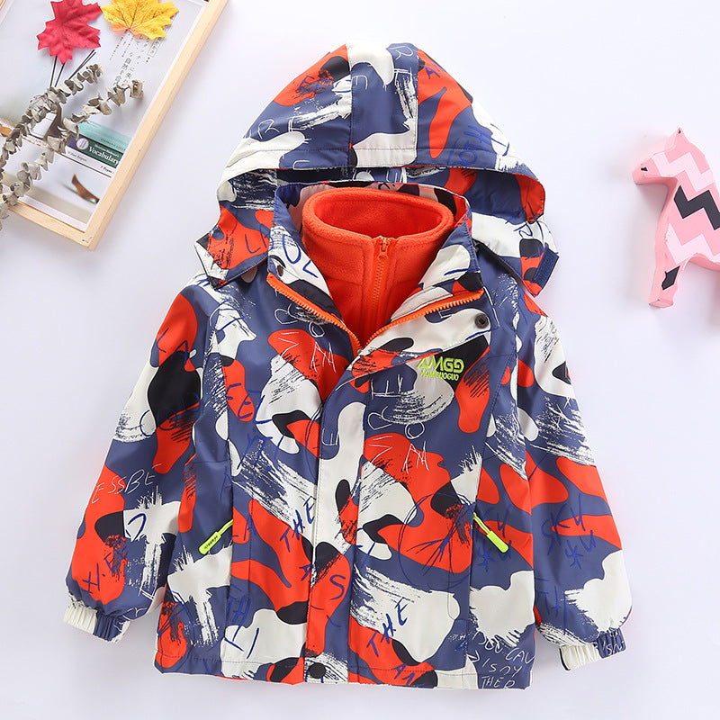 Kid Boys Autumn Windbreaker Storm Jacket Three In One Coat