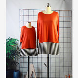 Family Matching Hem Striped Long-sleeved Parent-child Shirts