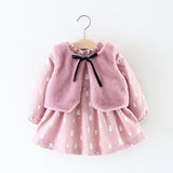 Baby Girl Floral Long Sleeve Flannelette Lining Thicken Dress 2 Pcs Sets