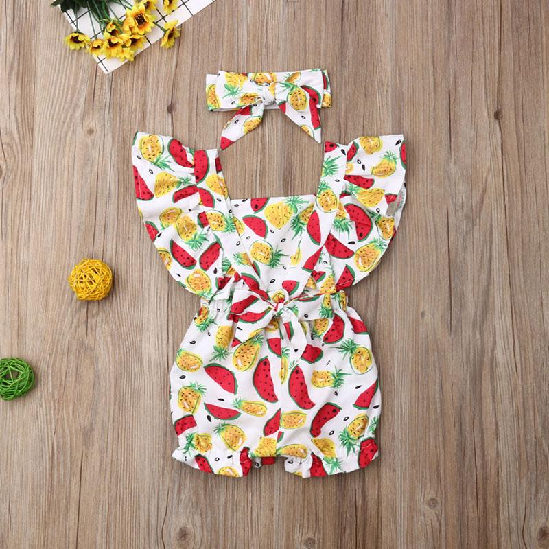 Baby Girl Floral Ruffle Sleeve Backless Romper 2Pcs Outfit Set