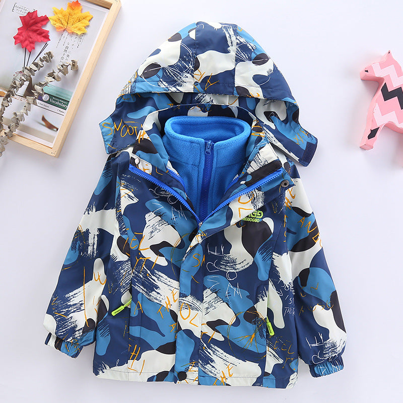 Kid Boys Autumn Windbreaker Storm Jacket Three In One Coat