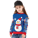 Kids Christmas Elk Digital Printing Warm Long Sleeve Crew Neck Sweater