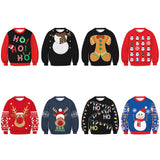 Kids Christmas Elk Digital Printing Warm Long Sleeve Crew Neck Sweater