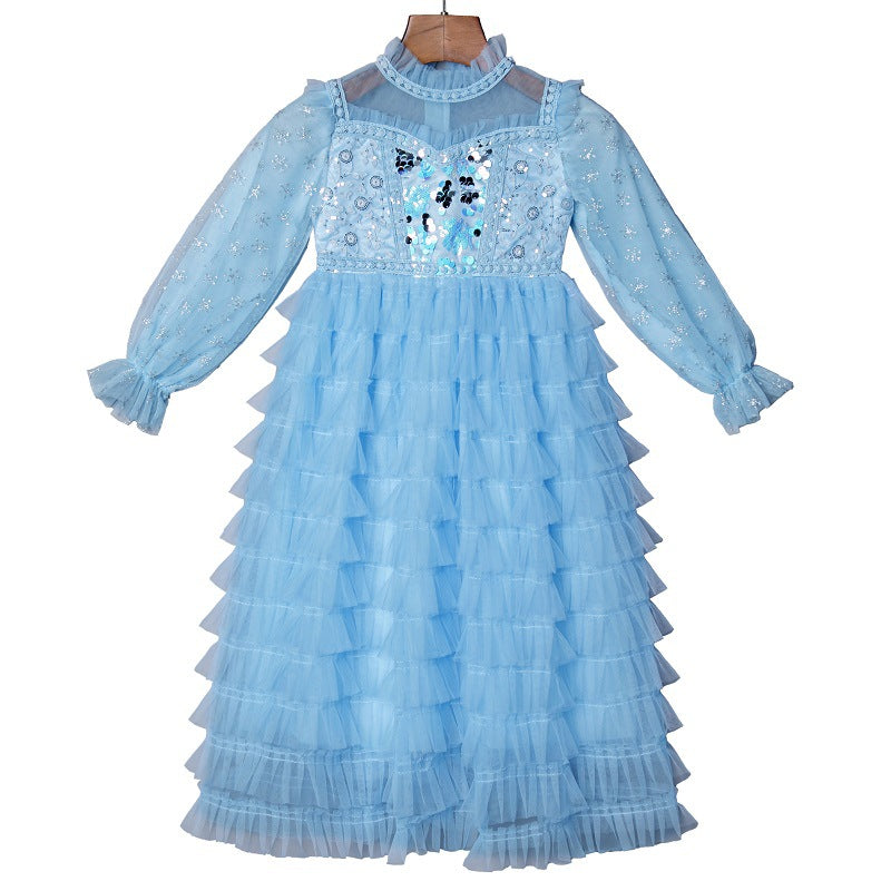 Kid Girl Autumn Long Sleeve Elsa Princess Dresses