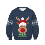 Kids Christmas Elk Digital Printing Warm Long Sleeve Crew Neck Sweater