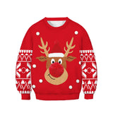 Kids Christmas Elk Digital Printing Warm Long Sleeve Crew Neck Sweater