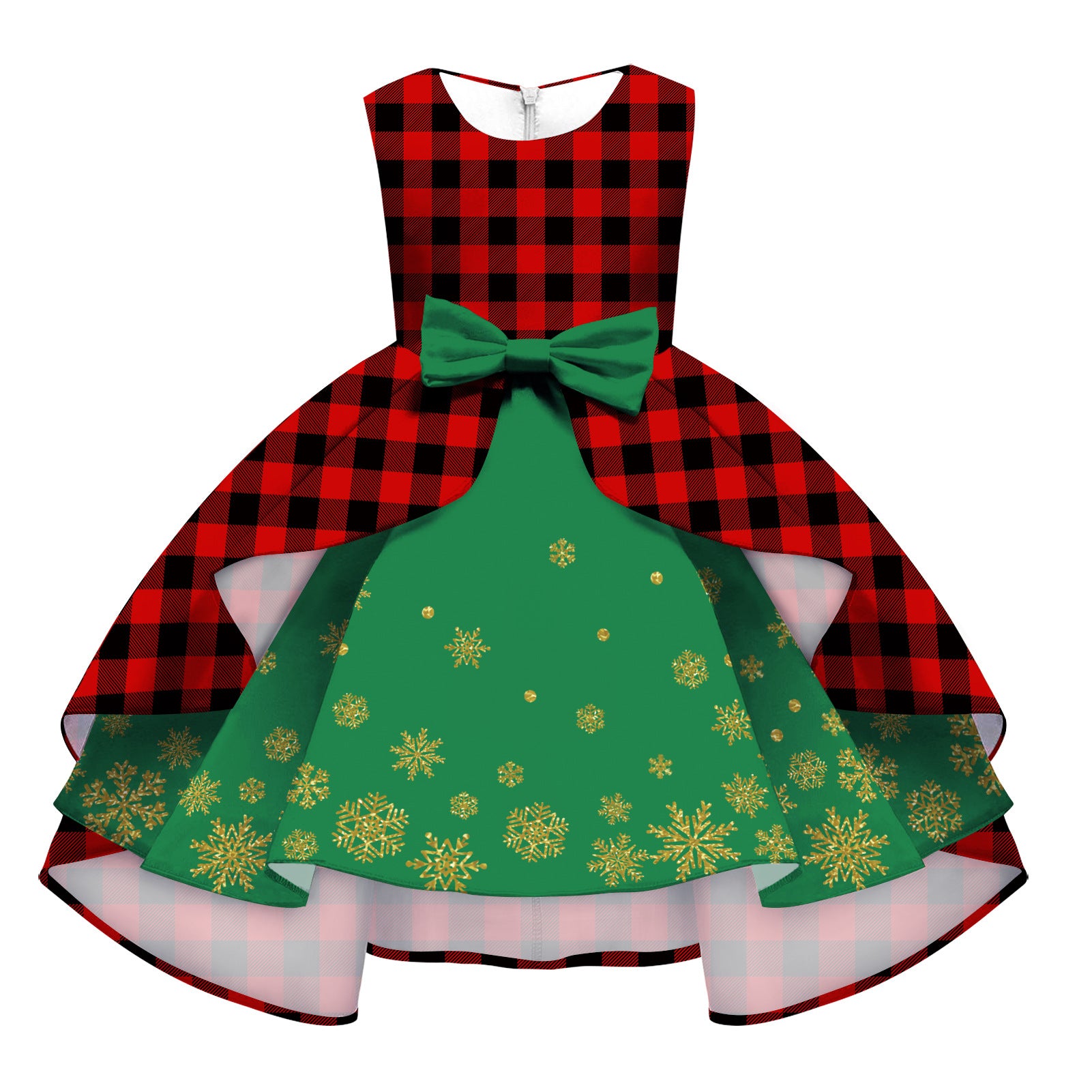 Kids Girl Snowflake Digital Printing Christmas Lovely Sleeveless Princess Dresses