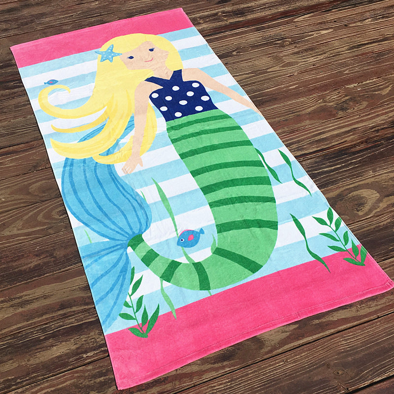 Kid Thicken Cartoon Cotton Bath Beach Towel Compressed Pajamas