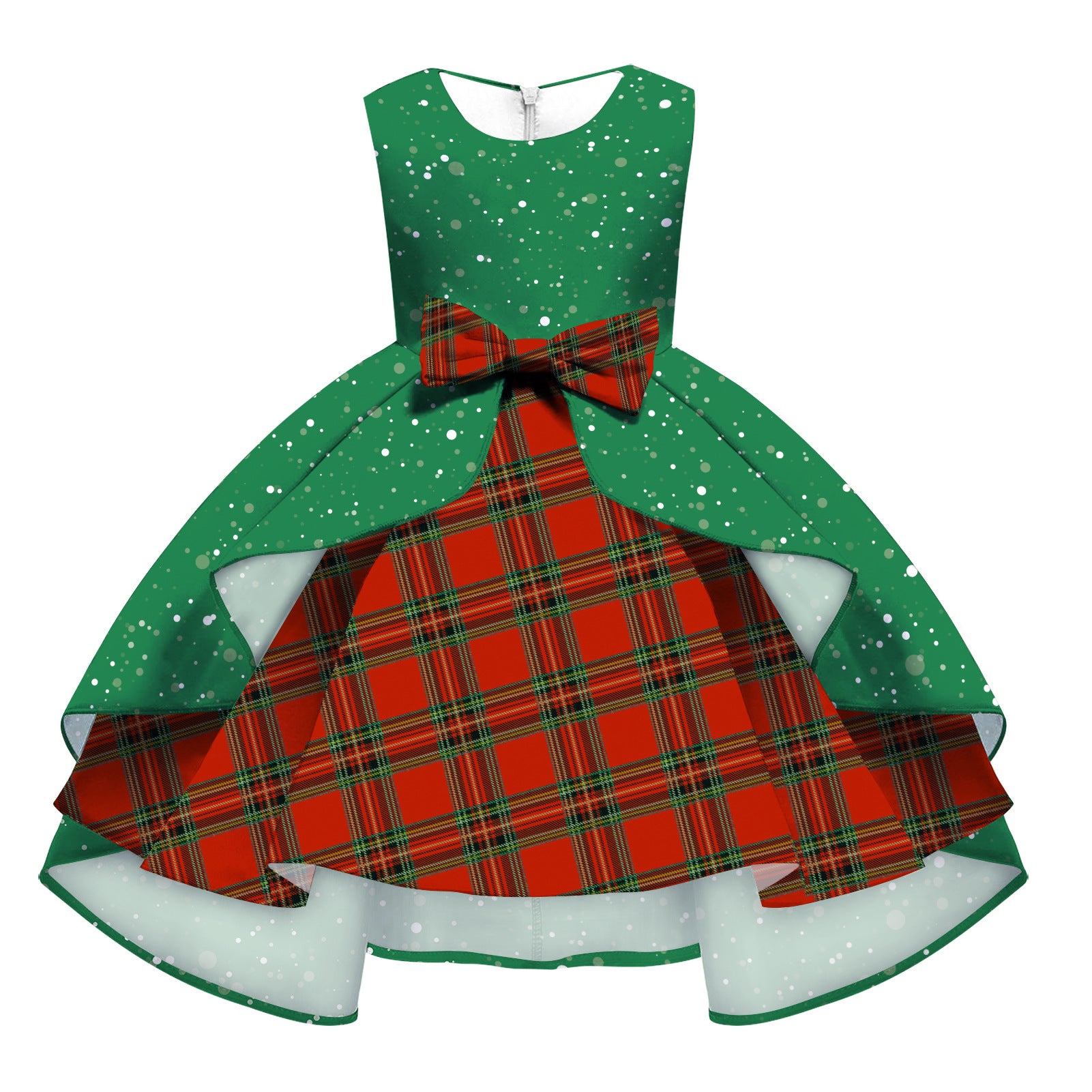 Kids Girl Snowflake Digital Printing Christmas Lovely Sleeveless Princess Dresses