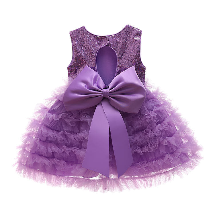 Baby Girl Sequin Baptism Princess Dress Birthday Party Dress 0-2 Years