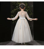 Elegant Pink Tulle Flower Kid Girl Wedding Princess Long Prom Dress
