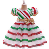 Kid Baby Girl Christmas Long Dress Bow Lace Evening Dress